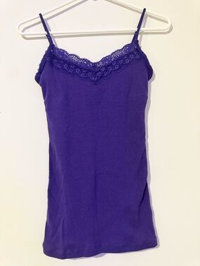 Aeropostale Y2K Stretch Floral Lace Detailed Purple Cami